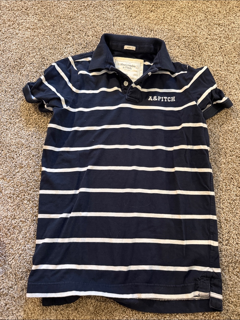 Abercrombie&Fitch Mens Polo Shirt — Navy Stripe Polo